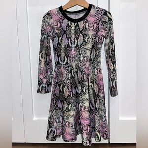 Pixie Lane long sleeve dress in rainbow with black snake print
